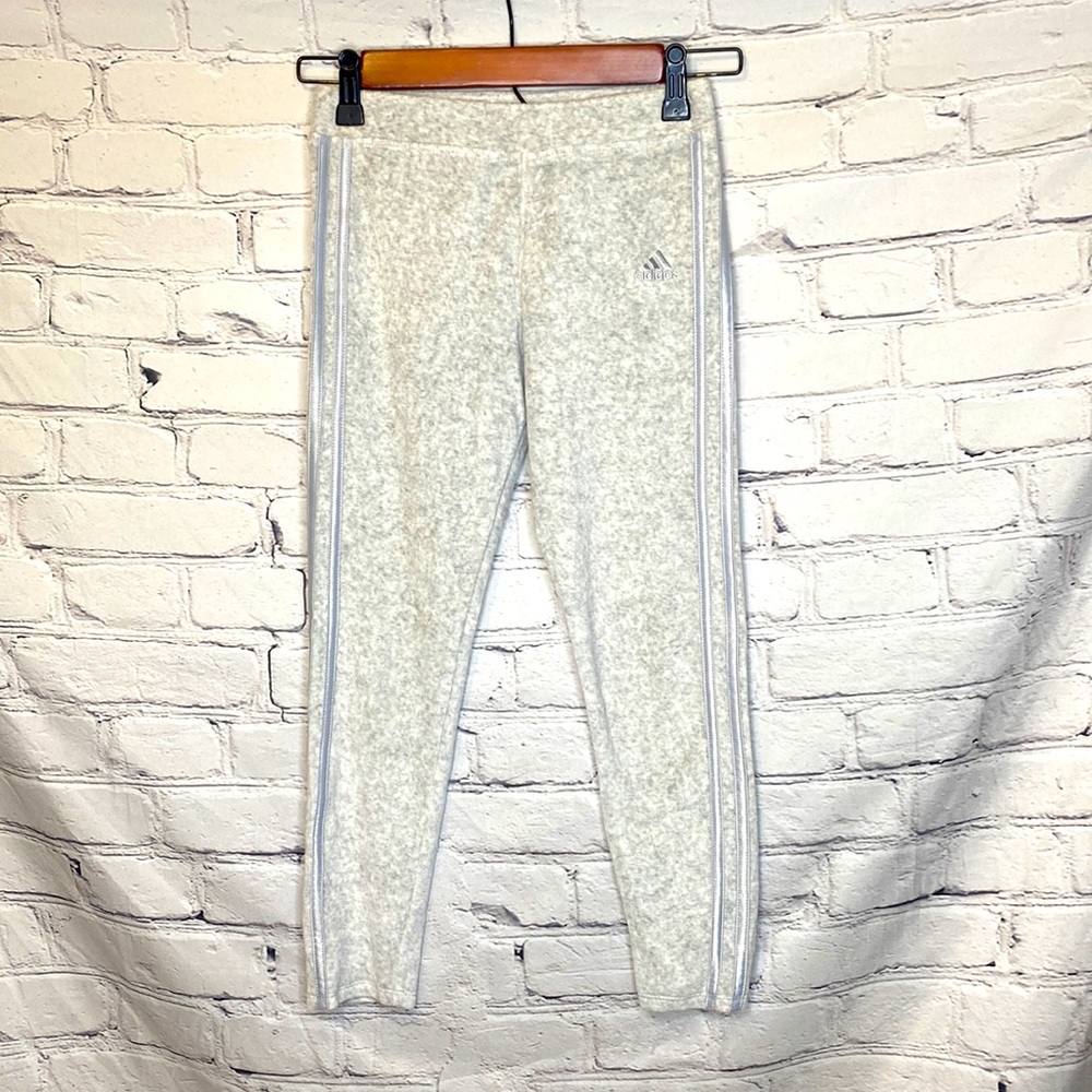 Adidas Gray Velour Athletic Pants Size Small 7/8 Excellent Condition